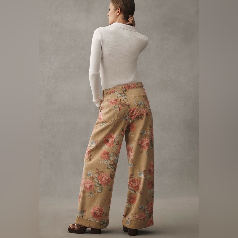 Anthropology Pilcro Leon Double Jeans Floral Print Edition Brand New size 27 - Picture 4 of 5